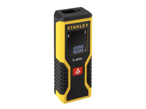 The STANLEY® TLM 50 Laser Measure can measure length with a single button, simple to use, both for taking simple measurements and for continuous measures. It has a compact, lightweight design with an ergonomic rubber casing. Its back lit display clearly shows measurements, even in dark areas. Also has an auto power off that saves battery power.Specification:Accuracy: ± 3mmOperating Range: 15mPower: 2 x AAA batteries (supplied)