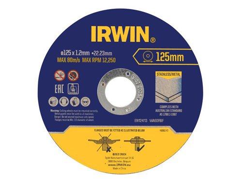 IRWIN® Metal Cutting Disc 125 x 1.2 x 22.2mm Tin of 10