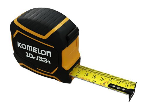The Komelon Extreme Stand-out Pocket Tape has a wide, dual printed blade with both metric and imperial graduations. Nylon coated for maximum durability. The blade offers 3.7m of stand-out and is fitted with a heat-treated end-hook. All contained within an impact-resistant PC-ABS case.This Komelon Extreme Stand-out Pocket Tape has metric and imperial measurements.Specification:Blade Length: 10m/33ftBlade Width: 32mmAccuracy: Class II