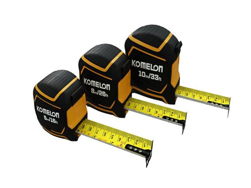 The Komelon Extreme Stand-out Pocket Tape has a wide, dual printed blade with both metric and imperial graduations. Nylon coated for maximum durability. The blade offers 3.7m of stand-out and is fitted with a heat-treated end-hook. All contained within an impact-resistant PC-ABS case.This Komelon Extreme Stand-out Pocket Tape has metric and imperial measurements.Specification:Blade Length: 5m/16ftBlade Width: 32mmAccuracy: Class II