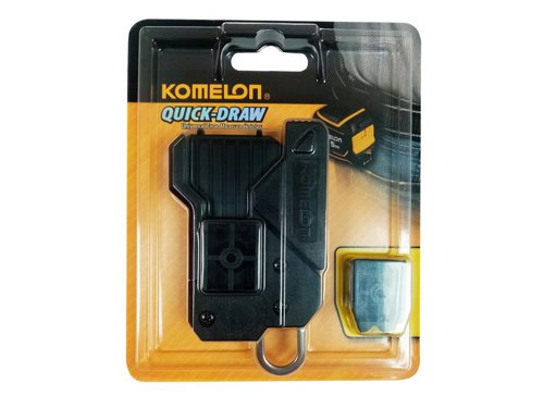 The Komelon Quick-Draw Universal Tape Holster is the perfect accessory for any tape measure that features a normal belt clip. Simply replace the belt clip on your current tape measure with one of the two fittings supplied.Attach the belt clip to your belt and you have the perfect quick-release holster. Safe, secure and no more struggling to release your tape measure from your belt.