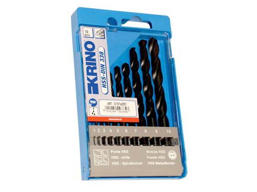 KRI Rolled HSS Twist Drill Bit Set, 10 Piece