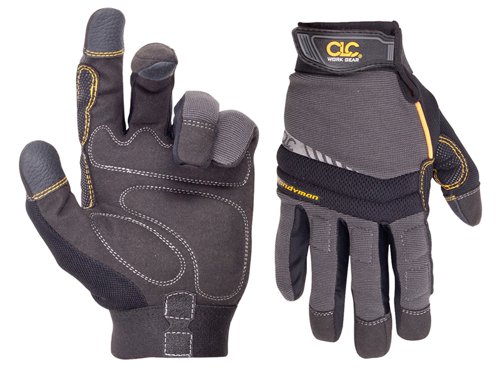 The CLC Handyman Flex Grip® Gloves have a Syntrex™ synthetic palm material for increased abrasion and tear resistance with the padded palm, fingers and knuckles providing protection against bumps. The textured fingertip pads provide added abrasion resistance and the stretch-Fit™ thumb and spandex back offer a better fit and greater flexibility. Also with a wide elastic cuff with medical grade hook & loop closure and textured pull-on tab.The KUN125M Handyman Flex Grip® gloves are size medium.