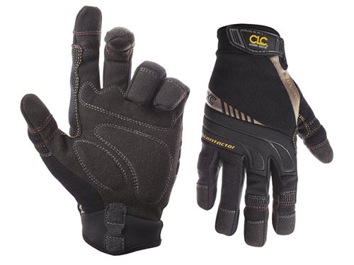 The Kuny's Subcontractor™ Flex Grip® Gloves have a Ring-Cut™ feature which easily coverts them into fingerless gloves for improved dexterity.The gloves have Syntrex™ synthetic palms for increased abrasion and tear resistance. The padded palm, fingers and knuckles provide protection against bumps. The cuffs are also padded, with medical grade hook & loop fastening for secure fitting.The gloves have Stretch-Fit thumbs for better grip and flexibility. The thumbs have Terry-wipes that can be used to gently remove sweat or debris from the face.The KUN130XL Contractors Flex Grip® Gloves are size extra large.