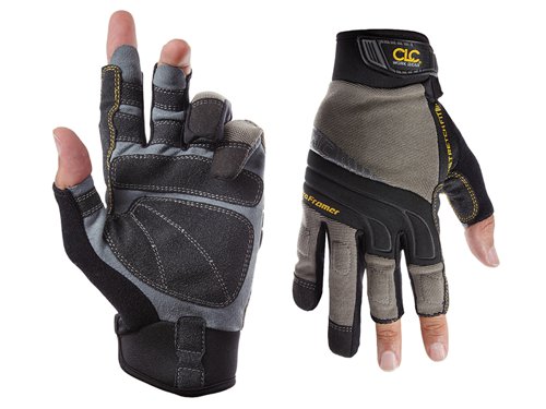 The Kuny's 140 CLC Pro Framers Flex Grip® gloves feature a XtraCoverage™ palm which is reinforced for added abrasion resistance and better grip. The fingerless design offers better dexterity and feel for small parts and nails. Full neoprene cuff and medical grade hook & loop closure with textured pull-on tabs. The Stretch-Fit™ thumb and spandex back offer flexibility and better fit.1 x Kuny's Pro Framer Flex Grip® Gloves -Large