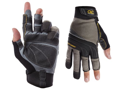 The Kuny's 140 CLC Pro Framers Flex Grip® gloves feature a XtraCoverage™ palm which is reinforced for added abrasion resistance and better grip. The fingerless design offers better dexterity and feel for small parts and nails. Full neoprene cuff and medical grade hook & loop closure with textured pull-on tabs. The Stretch-Fit™ thumb and spandex back offer flexibility and better fit.1 x Kuny's Pro Framer Flex Grip® Gloves - Medium
