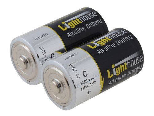 These Lighthouse high-performance alkaline batteries are designed to offer a high capacity for energy-hungry devices and offer a long storage life of up to 5 years. Alkaline batteries last longer when used with higher current devices and can, in some cases, outperform zinc-carbon products by up to 6 times, they also have less risk of leaking.1 x Pack of 2 Lighthouse Alkaline Batteries C LR14 6200 mAh