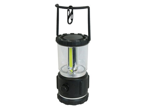 The Lighthouse LED Elite Camping Lantern uses high-power COB LEDs to provide a safe and portable source of light. With a useful dimmer switch that allows you to set your own level of illumination, from a low-level reading light, to an ultra-bright flood of light. With an impact-resistant case that has an integrated folding hanging/carry handle. Ideal for camping or fishing trips, and for use during power failures and roadside emergencies.Specification:Input Power: 3 x C Cell batteries (supplied).Run Time: Max. Lumens: 4hr., Min. Lumens: 20hr.Beam Distance: 21m.Weight: 321g (approx.).