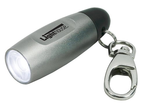 The Lighthouse Keyring LED Torch features a powerful LED bulb in a lightweight satin finish aluminium body, with a positive tail cap switch. The LED generates a 25 lumen ultra-bright white beam of light and has a working life of over 80,000 hours.The compact size makes this torch ideal for carrying in your pocket or bag. The addition of a carabiner style quick-release hook makes it suitable for use as a keyring torch that can be attached to your car or house keys. This torch provides a powerful source of light for locating keyholes or lost items in dark places and is always close at hand.Specification:Output: 25 lumensRun Time: 3 hoursPower: 3 x LR44 batteries (supplied)Dimensions: 50 x 15mm