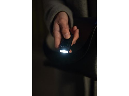 The Ledlenser K6R Safety Keyring is an ultra-compact yet powerful keychain light with up to 400 lumens which also includes a shrill alarm for emergency situations and can help deter an attacker or serves as a loud call for help. It has 4 modes:- Low Power: 20 lumens, 15 meters for 8 hours. - Standard Power: 200 lumens, 50 meters for 1.5 hours.-Boost Mode: 400 lumens for 80 meters, a short burst of maximum power for when you need it most.- Shrill Alarm and Light: Loud alarm (100dB) and powerful light are easily accessible for emergencies, to ward off danger or signal for help  Always within reach, a carabiner lets you easily attach to keyring, backpack or purse. A transport lock protects against unintentional switching on. Its foldout USB-A connection allows for reliable charging which is quick and easy to use, no additional cables required. A charge level indicator shows you how much battery life is available.The indispensable accessory for when you’re in the dark, alone or feel unsafe and need the ability to signal for help.