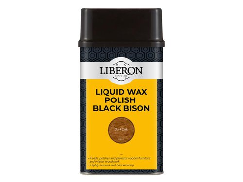 LIBBLWDO500N Liberon Liquid Wax Polish Black Bison Dark Oak 500ml