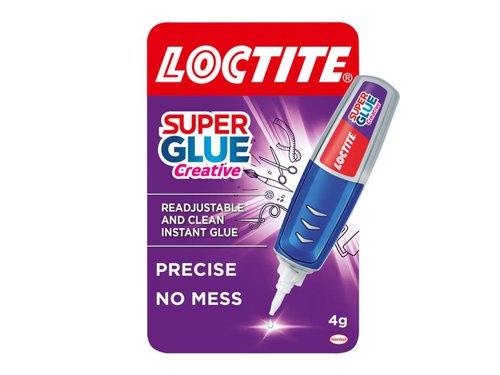The Loctite Super Glue Creative Pen eliminates glue spills, sticky fingers and messy DIY jobs. Designed for accurate, no-mess application, the pen’s precision tip, rubber grips and fast-setting time keeps bonding tasks easy. Simply press lightly on the pen for drop-by-drop application, glueing is now as easy as writing. Some ordinary glues can leak, but the gel formula and non-drip system ensure this glue won't. A no-clog cap ensures longer life and more use, so don’t worry about running out before the job’s done. This solvent-free adhesive sets in seconds and dries clear, making it great for invisible, discreet repairs. Provides strong bonds to paper, cardboard, wood, chipboard, fabric, metal, rubber and hard plastics*. It even works as a ceramic glue.Before applying, make sure the surface is clean, dry and close fitting. To puncture the nozzle, turn cap clockwise until the clicking sound stops. To unscrew cap, turn counterclockwise. Squeeze side grips and apply sparingly to one surface. Press parts together and hold for 15-30 seconds. Replace cap immediately. For increased strength, leave the bond undisturbed for at least 5 minutes (fully cures in 12-24 hours).*except polyethylene (PE) or polypropylene (PP).
