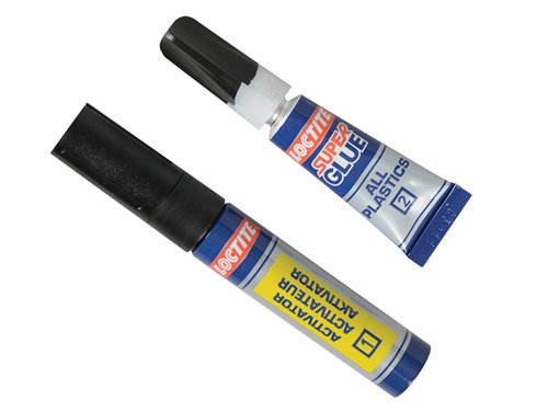 This Loctite high performance instant power primer and adhesive is suitable for all plastics and is ideal for toys, cameras, car accessories, sunglasses, and all household plastics.Primer: 2g.Adhesive: 4ml.