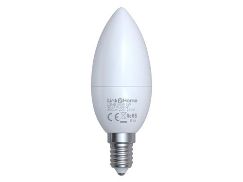 LTHE145W Link2Home Wi-Fi LED SES (E14) Opal Candle Dimmable Bulb, White + RGB 400 lm 5W