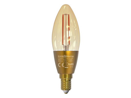 LTHFE145W Link2Home Wi-Fi LED SES (E14) Candle Filament Dimmable Bulb, White 400 lm 4.5W