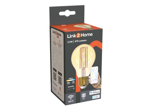 LTHFE276W Link2Home Wi-Fi LED ES (E27) GLS Filament Dimmable Bulb, White 470 lm 5.5W