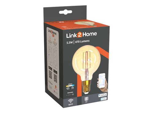 LTHFE27L6W Link2Home Wi-Fi LED ES (E27) Balloon Filament Dimmable Bulb, White 470 lm 5.5W