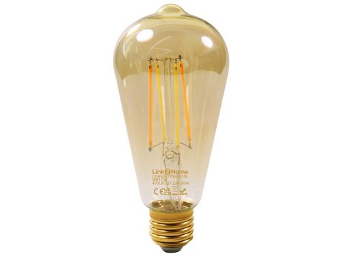 LTHFEE27P5W Link2Home Wi-Fi LED ES (E27) Pear Filament Dimmable Bulb, White 470 lm 4.5W