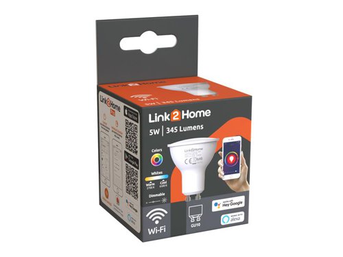 LTH Wi-Fi LED GU10 Dimmable Bulb, White + RGB 345 lm 5W