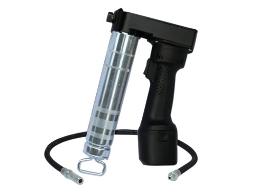 The Lumatic Cordless Grease Gun is fitted with a powerful DC motor drive and a planetary gearbox. Suitable for 400g cartridges or 500g bulk fill. Develops up to 400 bar pressure.Supplied with: 1 x 12 Volt 1.5Ah Li-Ion Battery, 1 x 750mm Delivery Hose, 1 x Coupler, 1 x Charger and 1 x Carry Case.Specifications:Output Pressure: 400 bar.Grease Capacity: Bulk: 500g, Cartridge: 400g.