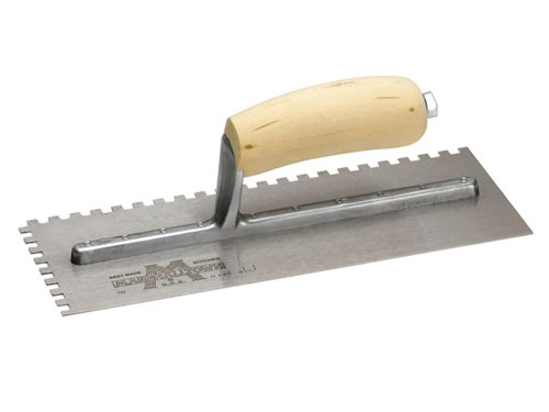 M/T702S Marshalltown M702S Notched Trowel Square 1/4in Wooden Handle 11 x 4.1/2in