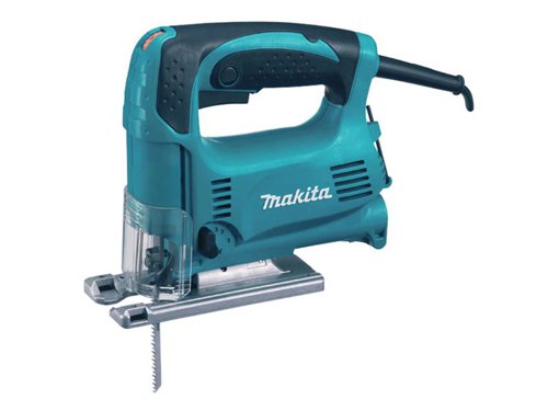 The Makita 4329 Orbital Action Jigsaw has 3 orbit settings and a variable speed trigger. Its smooth, rigid aluminium base is rustproof and easily glides over the workpiece. Bevel cutting up to 45° left or right is also possible with the tiltable base.The ergonomic, lightweight design incorporates a counterweight balancing system which reduces vibration. A sliding dust cover improves dust collection and prevents the scattering of chips.Supplied with: 1 x Blade and 1 x Hex Wrench.Specifications:Input Power: 450W.Strokes at No Load: 500-1,300/min.Stroke Length: 18mm.Bevel Capacity: 45°.Capacity: Steel: 6mm, Wood: 65mm.Weight: 1.9kg.This Makita 4329 Orbital Action Jigsaw comes in the 110V version.Supplied with: 1 x Blade and 1 x Hex Wrench.