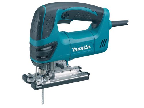 The Makita 4350 Orbital Action Jigsaw features a quick release, tool-less blade change enabling you to continue work with a minimum of disruption. This robust mains powered jigsaw is perfect for site or workshop use. The soft grip handles and anti-splintering device mean you can use the jigsaw for extended periods with minimal discomfort.Variable speed control, a built in job light and an adjustable, sturdy base increase accuracy and control when cutting. The double insulated cable and robust all-metal gearbox means this jigsaw should give you years of problem-free use. Specifications:Input Power: 720W.Strokes at No Load: 800-2,800/min.Stroke Length: 26mm.Capacity: Metal: Steel: 10mm, Wood: 135mm.Weight: 2.6kg.The Makita 4350 FCT Orbital Jigsaw With Light 720 Watt comes in the 110 Volt Version.Also included are:1 x Pack Assorted Blades.1 x Hex wrench.1 x Anti splintering device.1 x Cover plate.1 x Dust nozzle.1 x Carry case.1 x Instructions.