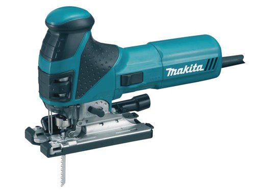 The Makita 4351 Orbital Action Jigsaw features a quick-release, tool-less blade change enabling you to continue work with a minimum of disruption. This robust mains powered jigsaw is perfect for site or workshop use. With variable speed control and an adjustable, sturdy base for increased accuracy and control when cutting.The soft grip handles and anti-splintering device means you can use the jigsaw for extended periods with minimal discomfort. The double insulated cable and robust all-metal gearbox means this jigsaw should give you years of problem-free use. There is also a built-in job light.Supplied with: Assorted Blades, 1 x Hex Wrench, 1 x Anti-Splintering Device, 1 x Cover Plate, 1 x Dust Nozzle and 1 x Carry CaseSpecifications:Input Power: 720W.Strokes at No Load: 800-2,800/min.Stroke Length: 26mm.Capacity: Steel: 10mm, Wood: 135mm.Weight: 2.5kg.The Makita 4351 FCT Orbital Action Jigsaw comes in the 240V version with assorted blades.The contents include:1 x Hex Wrench.1 x Anti-Splintering Device.1 x Cover Plate.1 x Dust Nozzle.1 x Carry Case.