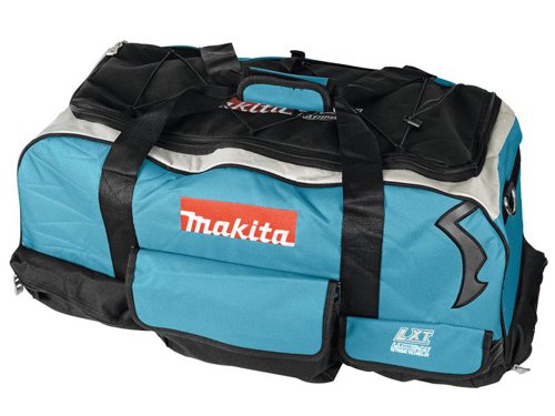 The Makita LXT400 Heavy-Duty Tool Bag is made from hard wearing nylon weave material. It features multiple internal and external pockets for storage and is padded throughout. Plastic skids on the base provide additional protection.This Makita LXT600 Heavy-Duty Tool Bag has the following specification:Size: 70 x 36 x 38cm.