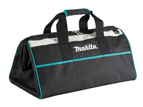 The Makita Wide Mouth Tool Bag is made from thick woven nylon material with a wide mouth for easy tool selection. It has a hi-vis strip on both sides and a padded base for rigidity and protection.The Makita 832411-9 Medium Wide Mouth Tool Bag has 6 external pockets and 4 internal pockets.Specification:Length: 520mmWidth: 300mmHeight: 290mm