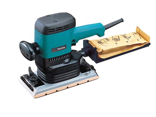 The Makita 9046 1/2 Sheet Orbital Sander has a high-power output and is suitable for stock removal and finer applications. It is fitted with a large fan to aid dust extraction and a flat top for changing papers. Other features include a lock-on trigger to reduce user fatigue and double insulation for increased user safety.Supplied with: 1 x Dust Bag and 6 x Pre-Punched Abrasive Papers (Various Grit)Specifications:Input Power: 600W.No Load Speed: 6,000/min.Abrasive Sheet: 115 x 280mm.Orbit Diameter: 5mm.Pad Size: 115 x 229mm.Weight: 3.1kg.Vibration sanding: 3.5m/sec².Vibration K factor: 1.5m/sec².Noise sound power: 95 dB(A).Noise sound pressure: 84 dB(A).Noise K factor: 3 dB(A).The Makita 9046 1/2 Sheet Orbital Sander 600 Watt comes in the 240 Volt Version.Supplied with: 1 x Dust Bag.6 x Pre-Punched Abrasive Papers (Various Grit).
