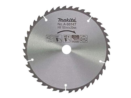 MAK A-86147 Specialized Wood Blade for Cordless Saws 190 x 20mm x 40T