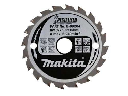 MAK B-09204 Specialized Wood Blade for Cordless Saws 85 x 15mm x 20T