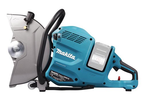 The Makita CE001G XGT 80Vmax Power Cutter has a powerful brushless motor, powered by 2 x 40Vmax Li-ion batteries (not supplied). Active Feedback sensing Technology (AFT) stops the engine if the rotation suddenly stops. A built-in WetGuard allows for excellent water resistant performance.Its extra-low vibration level allows for reduced operator fatigue. Whilst an electric brake provides increased operator safety. The battery protection system automatically shuts off power when the battery level is lowSpecifications:No Load Speed: 5,300/min.Max. Cutting Capacity: 127mm.Cutting Disc: 355 x 25.4mm Bore.Weight: 10.3kg.The Makita CE001GZ XGT 80Vmax Power Cutter comes as a Bare Unit, NO battery or charger.Supplied with:1 x Coupling Sleeve.1 x Reducing Ring 25.4 x 20 x 5mm for CE001G.1 x Wrench Set.