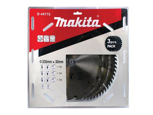 MAK D-44753 TCT Circular Saw Blade Triple Pack 165 x 20mm x 16/24/40T