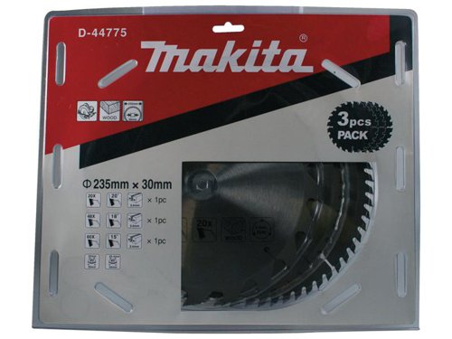 MAK D-44775 TCT Circular Saw Blade Triple Pack 235 x 30mm x 20/48/60T
