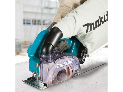 The Makita DCC500 Brushless LXT Disc Cutter features automatic torque drive technology which changes the cutting speed according to the load condition for optimum operation. Suitable for dry cutting with a diamond blade.Equipped with an electric brake for added safety. Its dust cover and dust collecting port are designed to collect the majority of dust for a safer working environment and minimal cleanup. Compatible with the Auto-Start Wireless System (AWS), connects to the power tool via Bluetooth®. It enables power take-off of the dust extractor when using a cordless power tool.Specifications:No Load Speed: 8,800/min.Wheel Diameter: 125 x 20mm Bore.Max. Cutting Depth: 40mm.Bevel: 45°.The Makita DCC500RTJ Brushless LXT Disc Cutter is supplied with:1 x Dust Bag.1 x Hex Key.2 x 18V 5.0Ah Li-ion Batteries.1 x DC18RC 14.4-18V LXT Li-ion Battery Charger.1 x MAKPAC TYPE 3 Case.