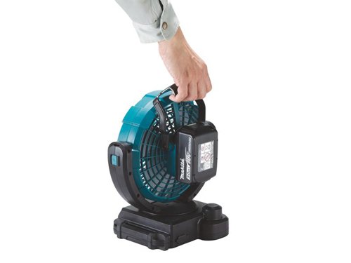 Makita DCF102 LXT Portable Fan with three air flow settings and a compact design to fit in a small space. Brings added comfort in hot weather and speeds up drying of paint or filler. It has a 45 degree pendulum action, left and right. A battery protection system automatically shuts off power when the battery level is lowComes as a Bare Unit, NO battery or charger supplied.Specifications:Max. Air Velocity: 3.0, 2.5, 2.0 m/s.Air Volume: 4.6 / 3.8 / 3.0 m³/min.Diameter: 180mm.Max. Bevel Range: (Left) 45 º.Nominal Battery Voltage: 14,4 /18V.