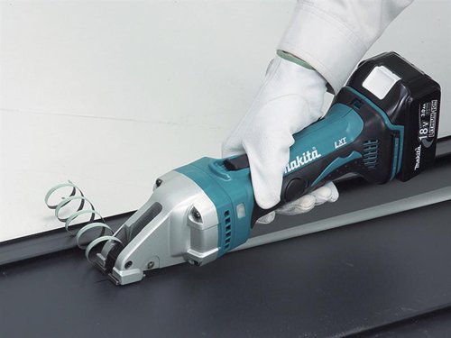 The Makita DJS161 LXT Metal Shear for straight and curved cuts. Its high-performance double blade minimises material distortion and produces clean cuts with minimal burrs. Slide switch operation with lock-on function for ease of use. Its anti-restart function (with warning lamp) provides increased user safety. Specifications:Strokes per Minute: 4,300/min.Min. Cutting Radius: 250mm.Capacity: Mild Steel 1.6mm, Aluminium 2.5mm, Stainless Steel 1.2mm.Weight: 1.8kg.The Makita DJS161RTJ LXT Metal Shear is supplied with:2 x 18V 5.0Ah Li-ion Batteries.1 x DC18RC LXT Li-ion Battery Charger.1 x Hex Wrench.1 x MAKPAC Type 2 Case.