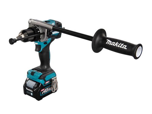 The Makita HP001G XGT 40Vmax Combi Drill has an efficient brushless motor with 2 mechanical gears, trigger controlled variable speed, and both forward and reverse rotation. A digital display provides visual confirmation of the selected torque. Provides excellent performance in continuous heavy-duty applications.Active Feedback Sensing Technology (AFT): Shuts down the tool if the rotation speed suddenly slows down. There is also an electronic clutch and an electric brake for added user safety during operation.Its single sleeve keyless chuck allows for easy bit installation/removal by one hand. Fitted with an ergonomic, soft grip handle for increased comfort and reduced fatigue. There is also an adjustable side handle for increased control and a handy LED job light.The XGT 40Vmax range is equipped with special electronics providing digital communication between tool, battery and charger. This allows the charger to provide the optimal charge to the battery depending on the status of the battery, whilst the tool can respond to the status of the battery by optimising performance to the battery level.Specifications:Chuck: 13mm Keyless.No Load Speed: 0-650/0-2,600/min.Impact Rate: 0-9,750/0-39,000/bpm.Torque: 68Nm/140Nm, Settings: 21/41.Capacity: Concrete/Metal 20mm, Wood 76mm.Weight: 3.0kg.The Makita HP001GD201 XGT 40Vmax BL Combi Drill is supplied with:2 x 40V 2.5Ah XGT 40Vmax Li-ion Batteries.1 x Stopper Pole.1 x Grip Assembly.1 x Belt Hook.1 x Bit Holder.1 x Double End Screw Bit PH2/SL6.1 x 36-40V DC40RA XGT Fast Charger.1 x ADP10 XGT to LXT Charger Adaptor.1 x Type 3 MAKPAC Carry Case.