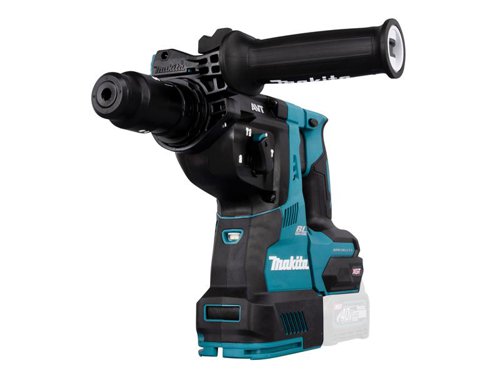 The Makita HR004G XGT 40Vmax Rotary Hammer utilises anti-vibration technology to provide maximum control and comfort. It offers 3 modes of operation: Rotary Only, Rotary Hammer, Hammer Only. The brushless motor offers increased efficiency, whilst the built-in constant speed control and torque limiter provide increased control. Variable speed is controlled by the trigger and it also offers forward/reverse rotation.A 'Soft No Load' function automatically reduces the motor speed during idling to suppress the vibration of the machine body. For added user safety there is an electric brake and soft start feature. It also features an LED job light, ideal when working in dark areas.The XGT 40Vmax range is equipped with special electronics providing digital communication between tool, battery and charger. This allows the charger to provide the optimal charge to the battery depending on the status of the battery, whilst the tool can respond to the status of the battery by optimising performance to the battery level.Specifications:Tool Holder: SDS Plus.Modes: Rotary Only, Rotary Hammer, Hammer Only.No Load Speed: 0-980/min.Blows per Minute: 0-5,000/bpm.Impact Energy: 2.9 joules.Capacity: Concrete 28mm, TCT Core Concrete 54mm, Diamond Core Concrete 65mm, Steel 13mm, Wood 32mm.The Makita HR004GZ XGT 40Vmax BL Rotary Hammer is supplied with:1 x Quick Change Chuck.1 x Depth Gauge.1 x Grease Vessel Set.1 x Cleaning Cloth.Bare Unit, NO battery or charger supplied.
