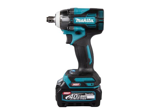 The Makita TW001G XGT 40Vmax BL Impact Wrench has an efficient brushless impact wrench with electronic 4 stage impact power selection for added versatility. 3 modes of reaction time allow for automatic stop available both in forward and reverse rotation modes. Reverse rotation auto stop mode stops after the bolt/nut loosened enough.Its ergonomically designed handle features a rubberised soft grip for increased user comfort and reduced fatique. XPT (Extreme Protection Technology) provides improved dust and water resistance for operation in harsh job site conditions. The battery protection system automatically shuts off power when the battery level is low. Its also features twin LED lights with pre-glow and afterglow functions.Specifications:Bit Holder: 3/4in Square C Ring.No Load Speed: 0-950/1,150/1,400/1,800/min.Impact Rate: 0-1,900/2,200/2,400/2,500/bpm.Max. Torque: 1,800Nm.Nut Busting Torque: 2,050Nm.Bolt Capacity: Standard: M12-M36.The Makita TW001GD201 XGT 40Vmax BL Impact Wrench is supplied with:2 x 40V 2.5Ah Li-ion XGT 40Vmax Batteries.1 x DC40RA XGT® Fast Li-ion Charger 240V.1 x Type 3 MAKPAC Connector Case.