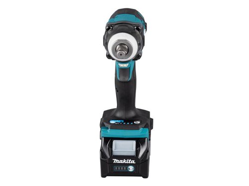 The Makita TW001G XGT 40Vmax BL Impact Wrench has an efficient brushless impact wrench with electronic 4 stage impact power selection for added versatility. 3 modes of reaction time allow for automatic stop available both in forward and reverse rotation modes. Reverse rotation auto stop mode stops after the bolt/nut loosened enough.Its ergonomically designed handle features a rubberised soft grip for increased user comfort and reduced fatique. XPT (Extreme Protection Technology) provides improved dust and water resistance for operation in harsh job site conditions. The battery protection system automatically shuts off power when the battery level is low. Its also features twin LED lights with pre-glow and afterglow functions.Specifications:Bit Holder: 3/4in Square C Ring.No Load Speed: 0-950/1,150/1,400/1,800/min.Impact Rate: 0-1,900/2,200/2,400/2,500/bpm.Max. Torque: 1,800Nm.Nut Busting Torque: 2,050Nm.Bolt Capacity: Standard: M12-M36.The Makita TW001GD201 XGT 40Vmax BL Impact Wrench is supplied with:2 x 40V 2.5Ah Li-ion XGT 40Vmax Batteries.1 x DC40RA XGT® Fast Li-ion Charger 240V.1 x Type 3 MAKPAC Connector Case.