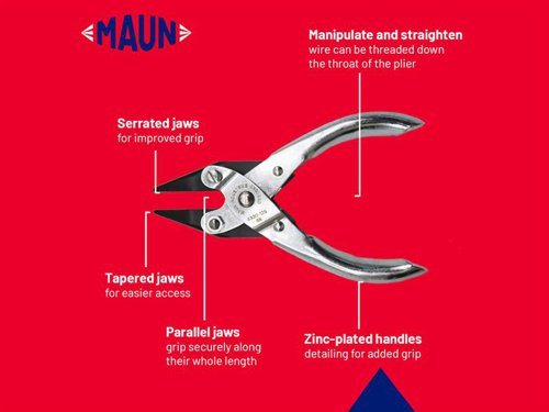 MAU4330125 Maun Snipe Nose Parallel Pliers, Serrated Jaws 125mm