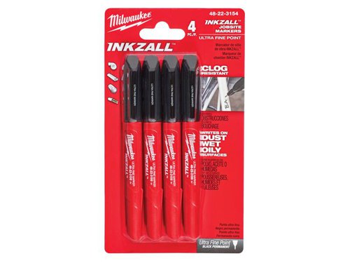 MHT INKZALL™ Ultra Fine Tip Marker Black (Pack 4)