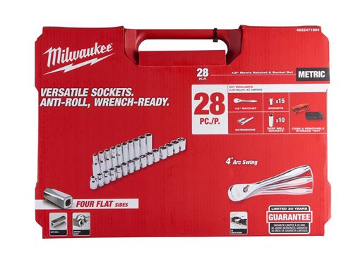MHT 1/2in Drive Ratcheting Socket Set, 28 Piece