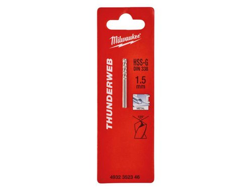 MIL HSS-G THUNDERWEB Metal Drill Bits (2) 1.5mm OL:40mm WL:18mm