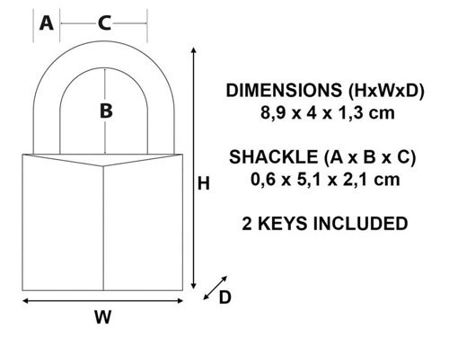 MLK140LH Master Lock Solid Brass 40mm Padlock 4-Pin - 51mm Shackle