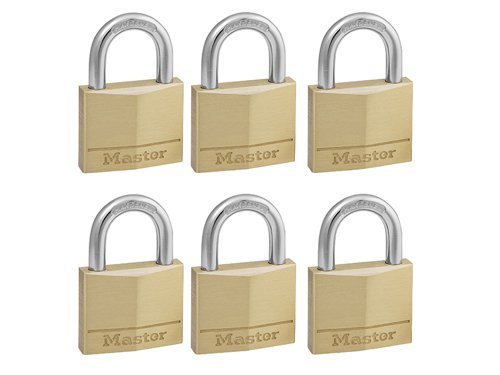 MLK140SIX Master Lock Solid Brass 40mm Padlock 4-Pin - Keyed Alike x 6