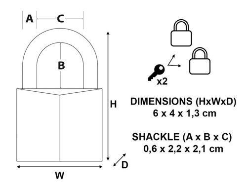 MLK Solid Brass 40mm Padlock 4-Pin - Keyed Alike x 2